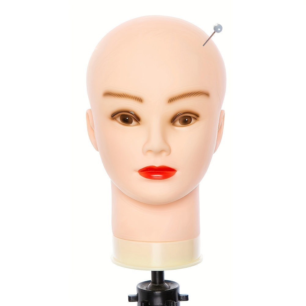 Ba Sha Bald Mannequin Head Beige Female Professional Cosmetology Manikin Doll Head for Wigs Making Wig Display Hat Display Glasses Display with Free