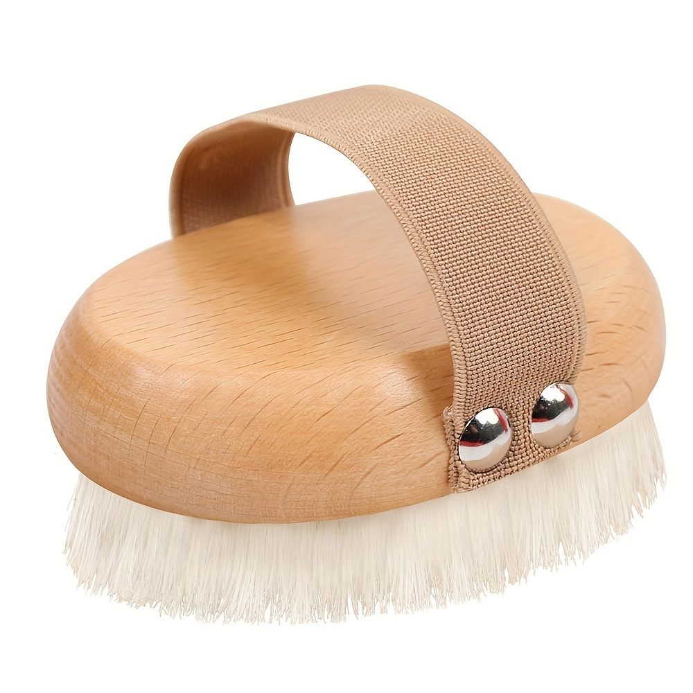 E-shop Weiches Bürstchen aus Holz für die Körperpflege - Bürste aus Buchenholz für Trocken- oder Nass-Exfoliation, Polyesterborsten, Ideal für die