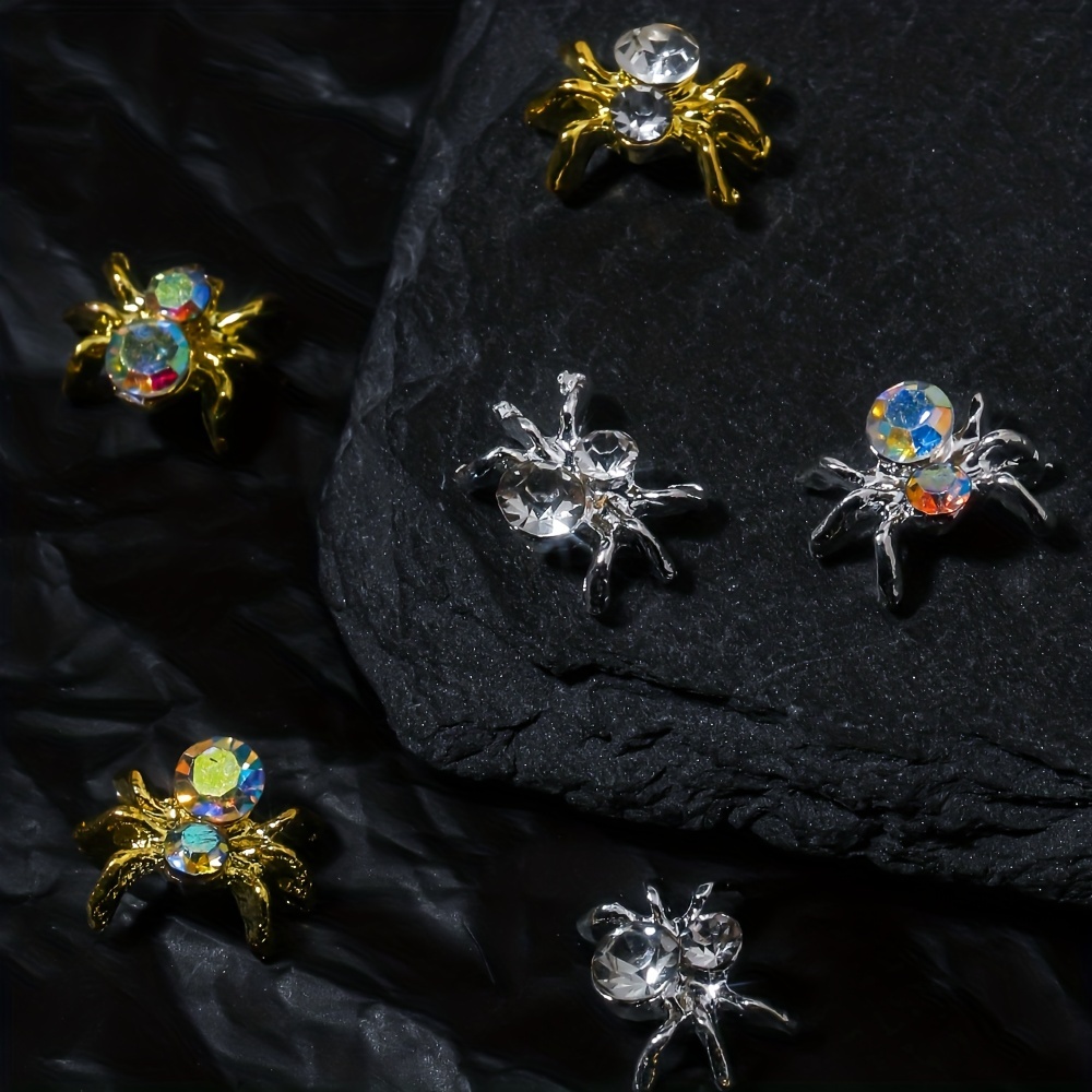 Spider Nail Charms Crystal For Acrylic Nails Bling Art Decor 10 Pcs