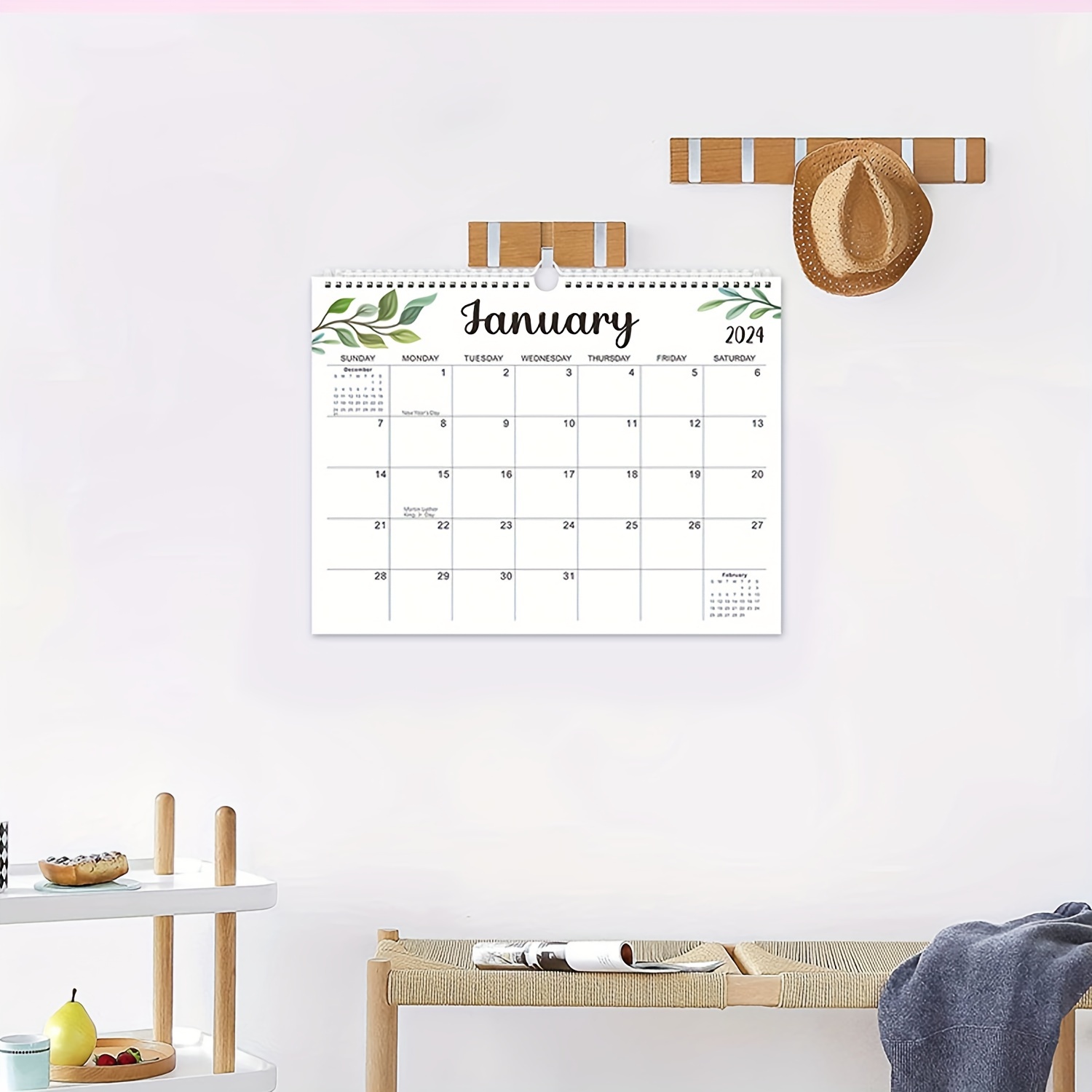  Calendar 2024-2024 Calendar, Jan. 2024 - Dec. 2024, 11 x 8.5,  Wall Calendar 2024 with Unruled Block, Hanging Hook : Office Products