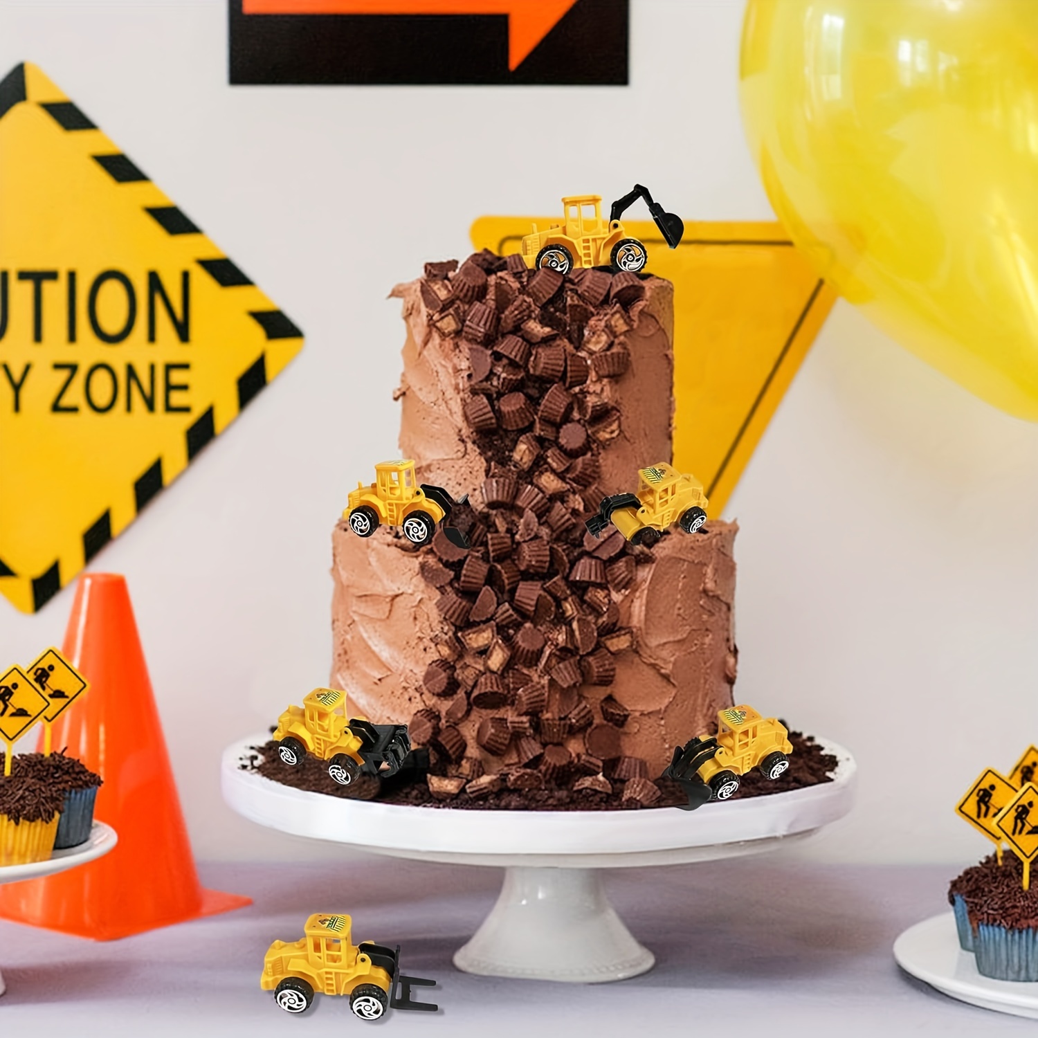 Construction Vehicle Cake Topper Set Construction Crane Toy - Temu