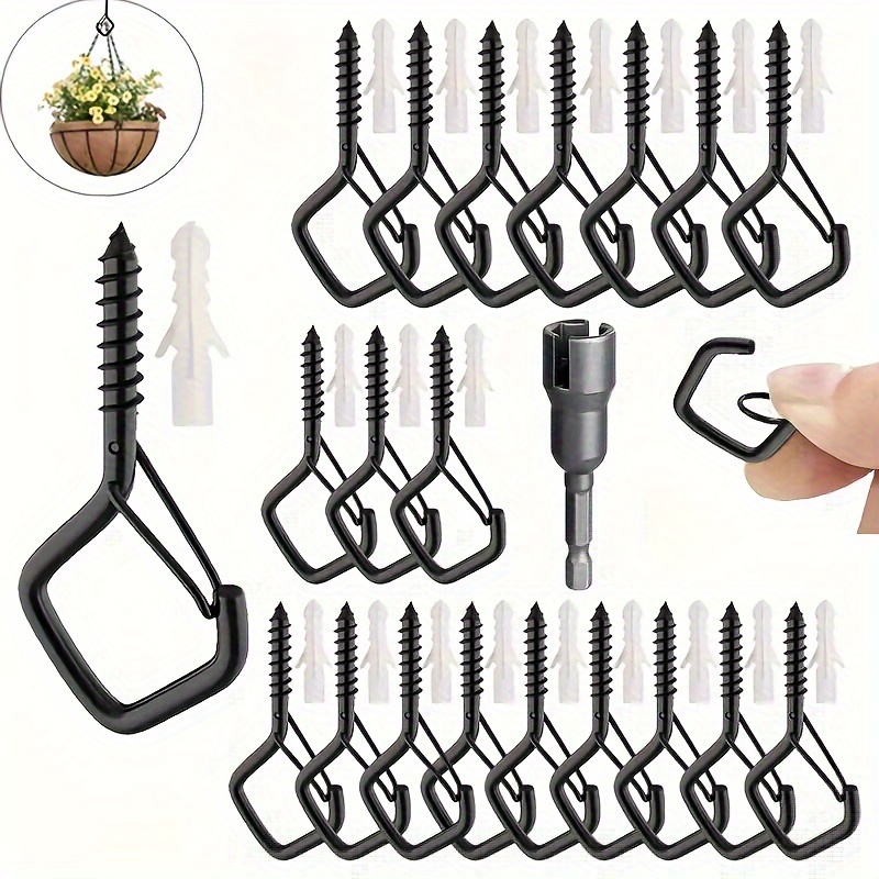 30 Pack Screw-in Square Snap Hanging Hook, Small Screw Hooks For