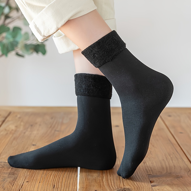 Women's Solid Color Socks Thermal Floor Socks - Temu
