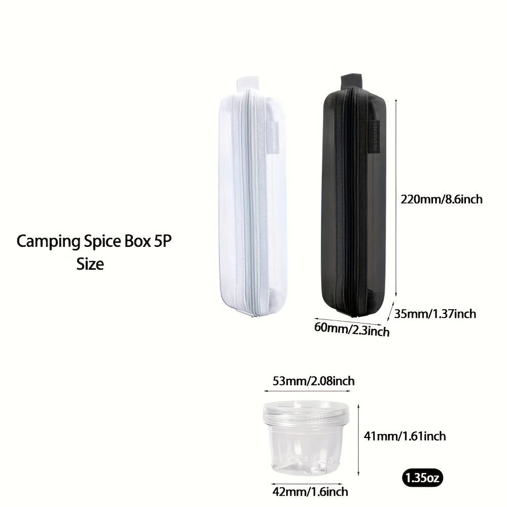 Outdoor Camping Portable Spice Kit Spice Container Bag with 5 Pcs