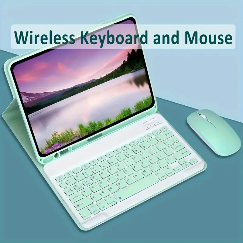 Tablet Wireless Keyboard For iPad Samsung Xiaomi Huawei Teclado Bluetooth-compatible  Keyboard and Mouse For iOS Android Windows Color: Black keyboard, Axis  Body: English Language