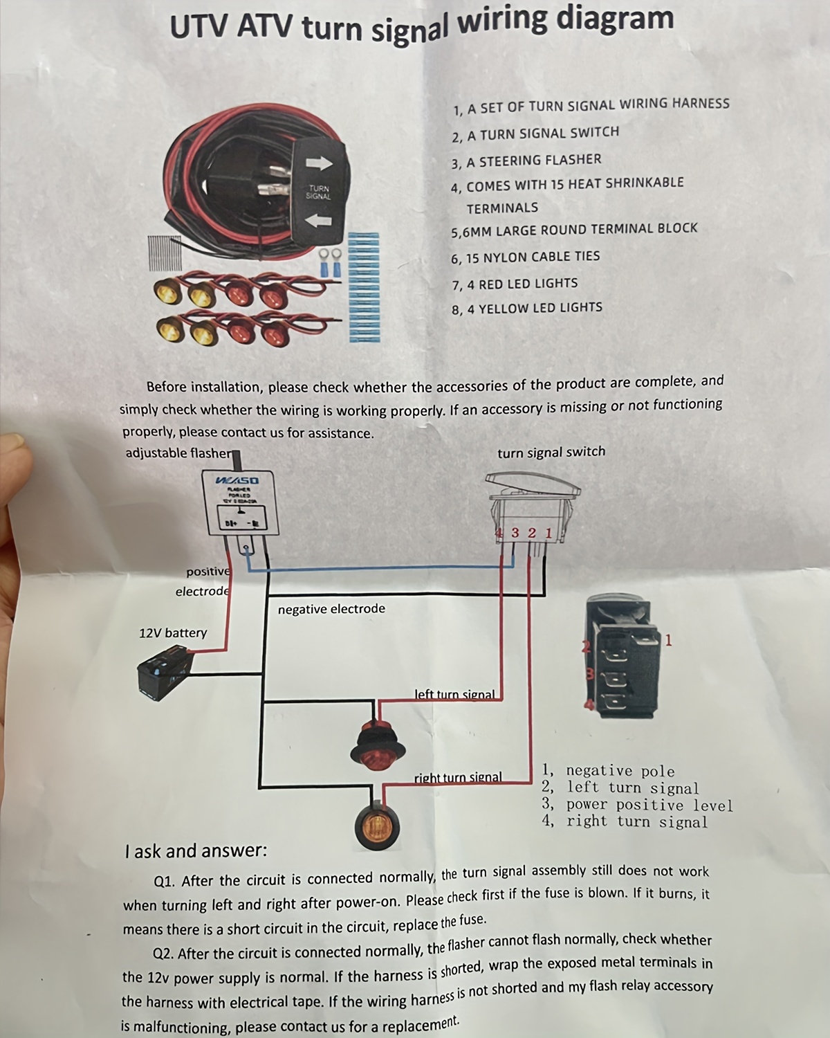 Universal Atv Utv Sxs Turn Signal Kit street Legal Kit With Temu