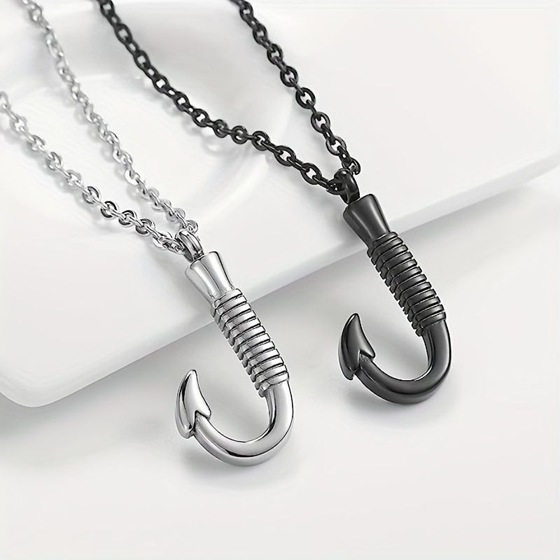 Stainless Steel Fishing Hook Urn Necklace For Ashes Keepsake - Temu Canada