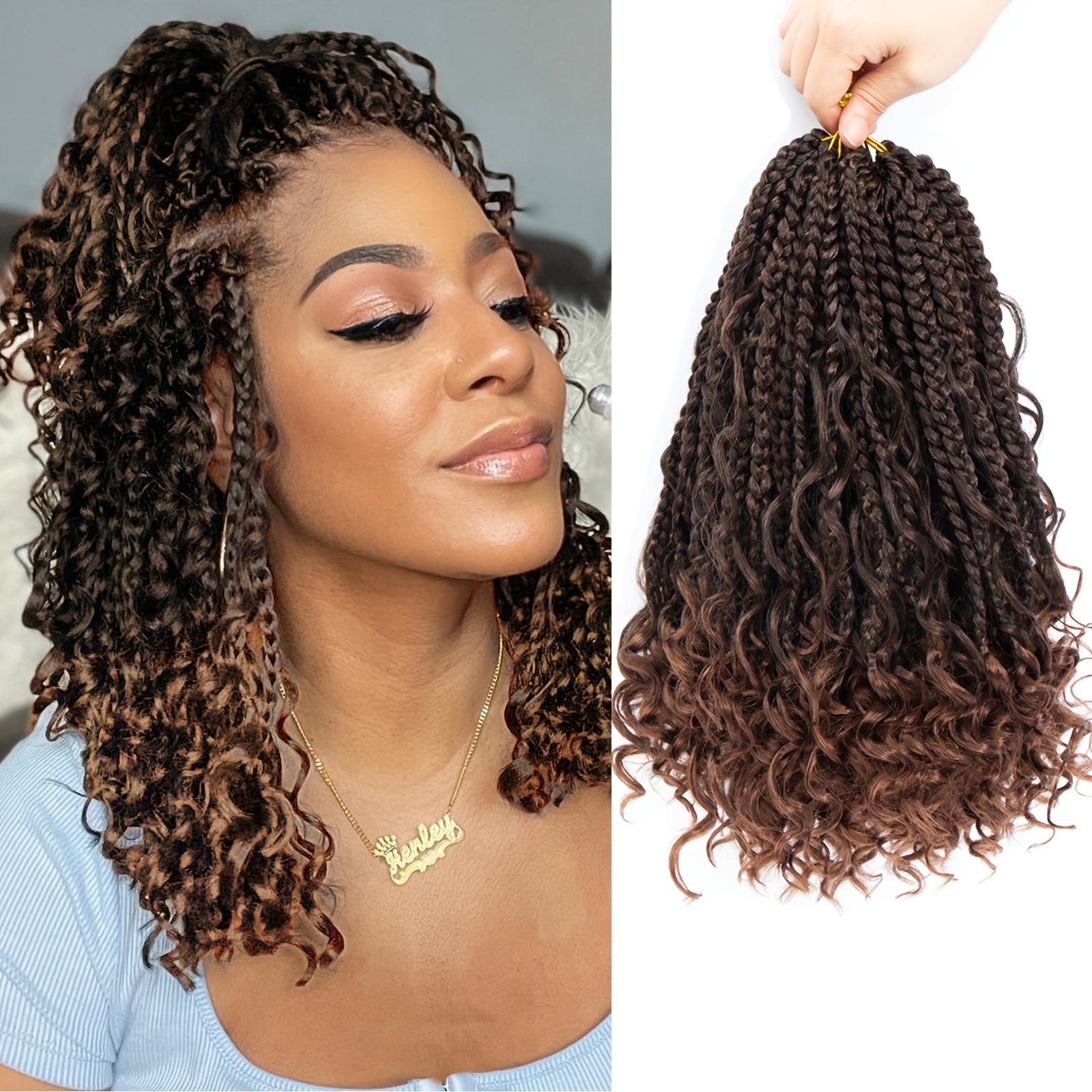 18 Inch Long Box Braids Crochet Hair Pre Looped Bohomian Crochet Braids  Small Goddess Box Braids Crochet Hair With Curly Ends - Synthetic Braiding  Hair(for Black) - AliExpress