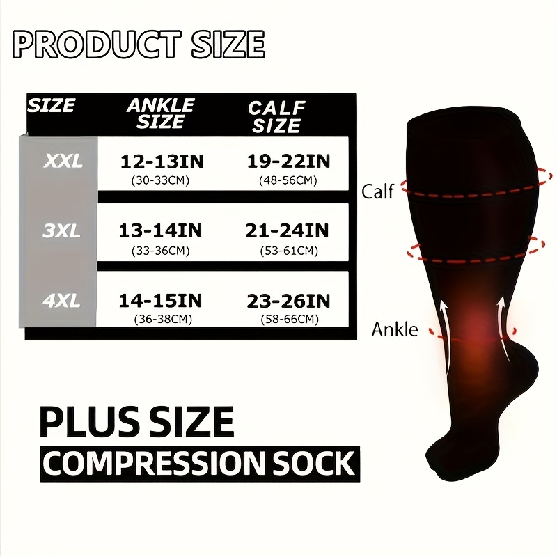 Plus Size Compression Socks Unisex Circulation 15 20 Mmhg - Temu