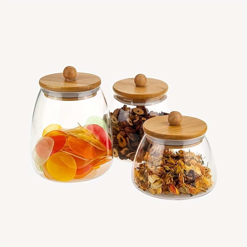 Glass Airtight Jar Biscuit Jar With Airtight Bamboo Lid High - Temu Germany