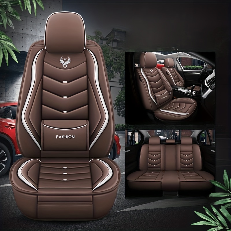 5-seat New Full Coverage Universal Car Seat Cover. All Faux Leather With  Lumbar Support Breathable Car Seat Cover High-end Comfortable Business -  Temu