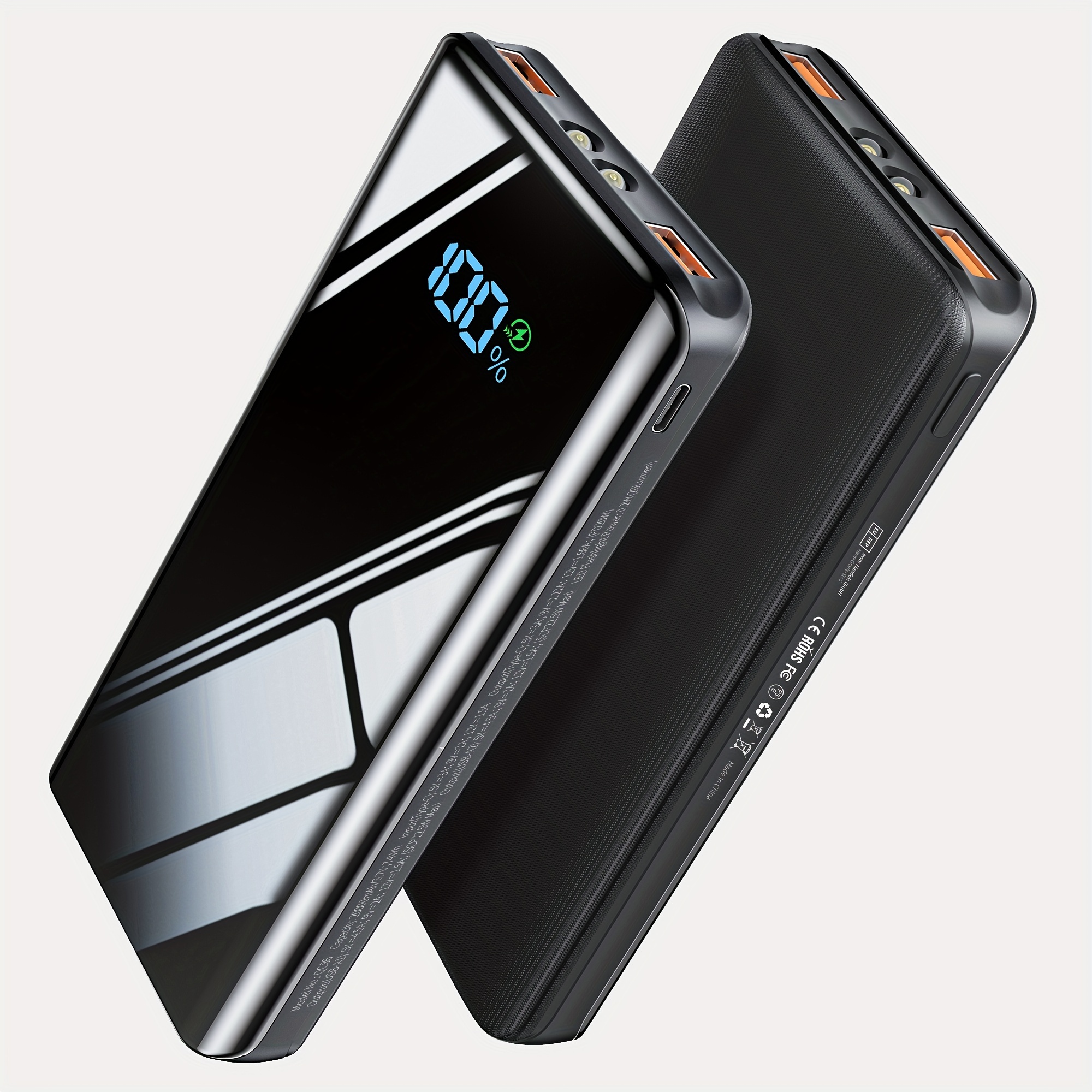 Cargador portátil de batería de 10000 mAh, paquete de 2: cargador de  teléfono portátil ultra delgado con entrada USB C y 2 salidas de carga de