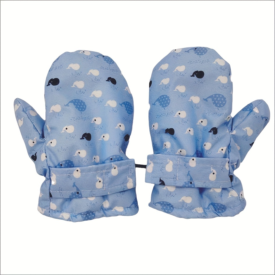 1pair Children's Cute Whale Skiing Gloves, Waterproof Fleece