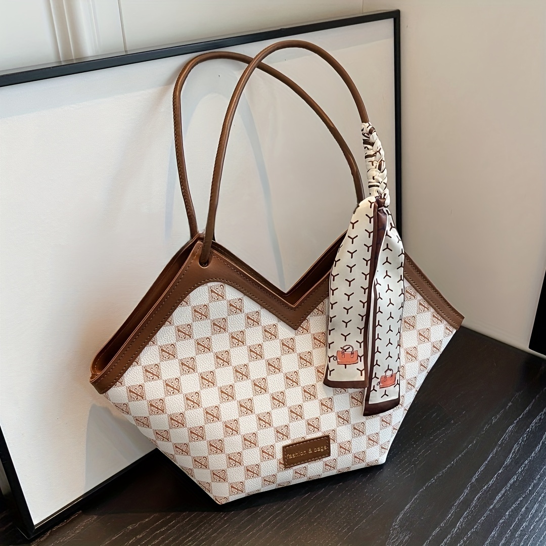 Luxury Letter Pattern Handbag, Top Handle Satchel Faux Leather Shoulder  Messenger Bag Purse - Temu Germany