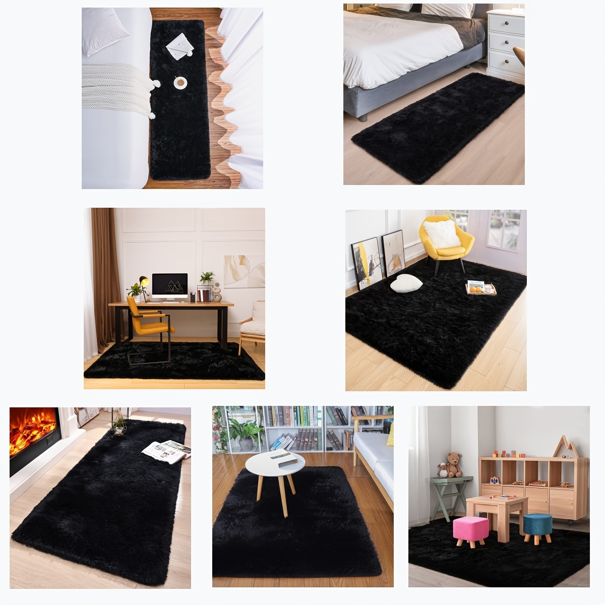 Alfombra de área peluda para dormitorio, alfombras pequeñas y duraderas de  felpa mullida para sala de estar, alfombras peludas antideslizantes para la