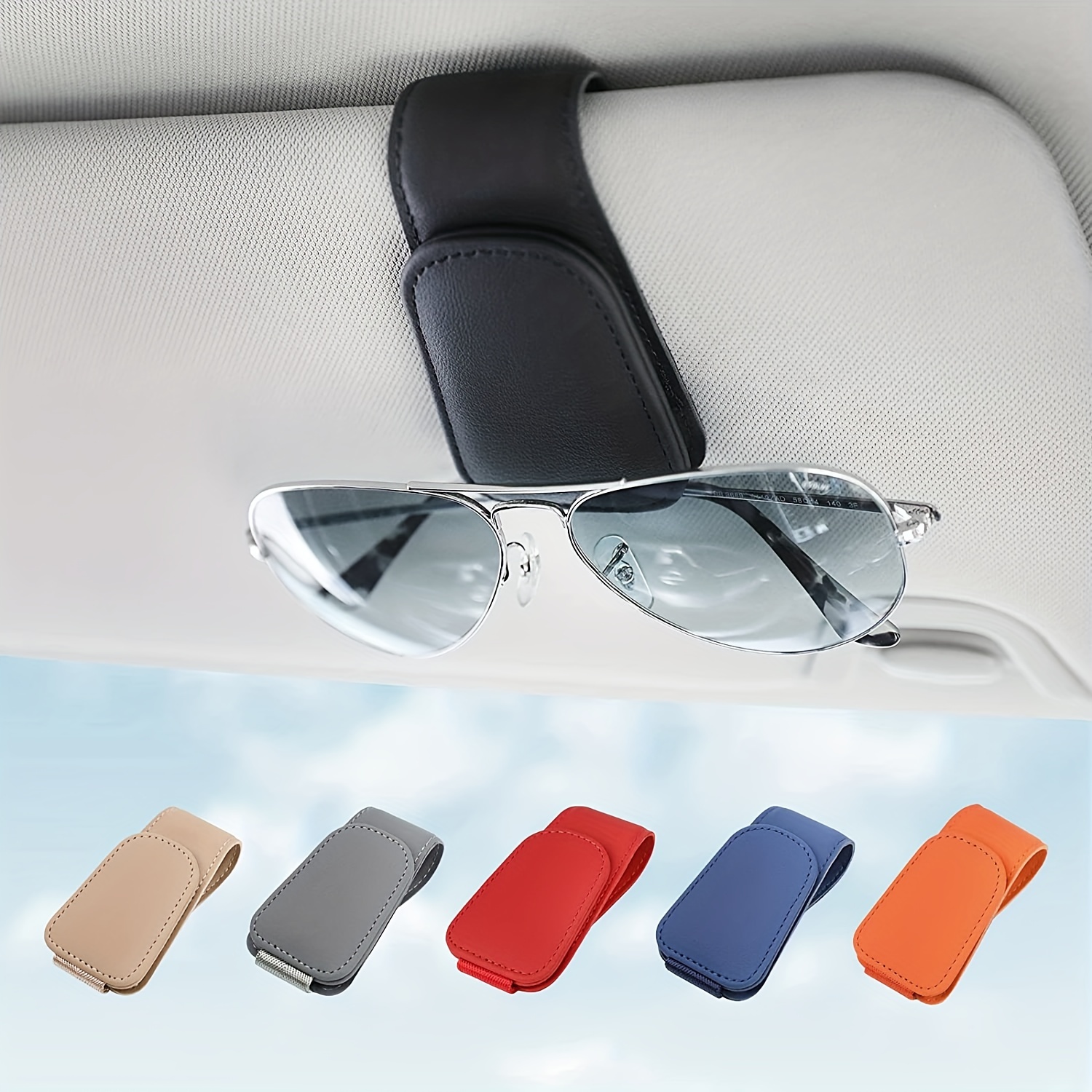 Sonnenbrillenhalter für Auto Sonnenblende, Leder Brille Hanger