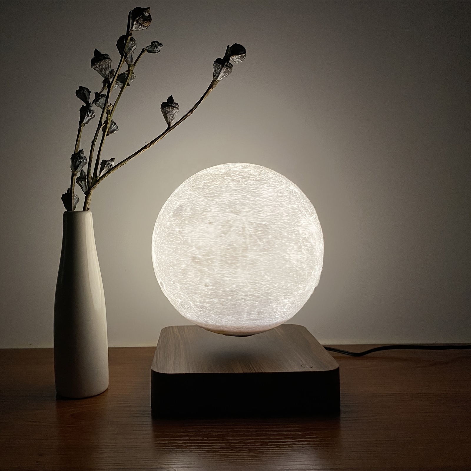1pc levitating moon table lamp magnetic floating night light with 3 lighting modes 3d printed levitation bedside table lamp for office bedroom home decoration details 3