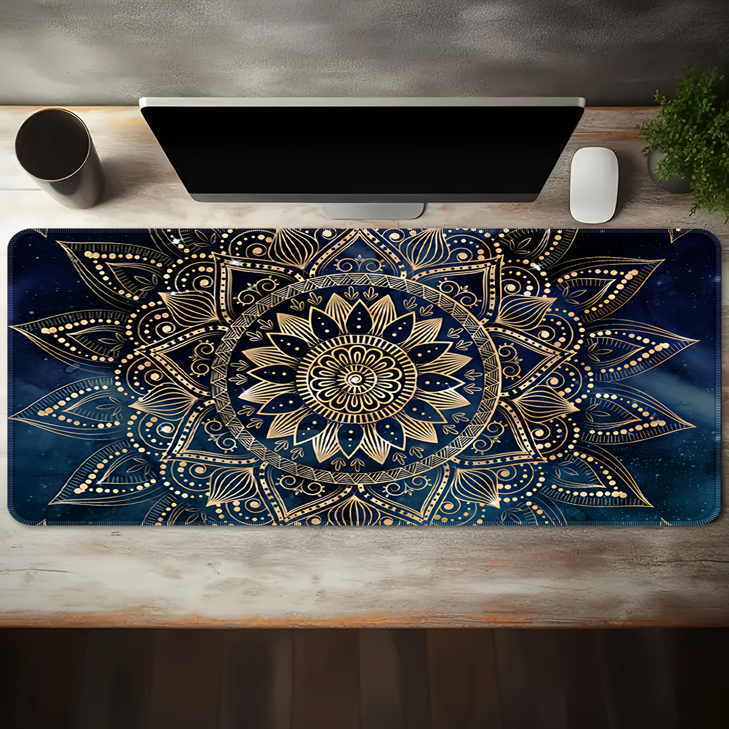 

1pc Golden Mandala Mouse Pad, Gaming Mouse Pad, Natural Non-slip Rubber Base, Waterproof Gamer Keyboard Pad, Designed For Gamer Office And Home Mouse Pad