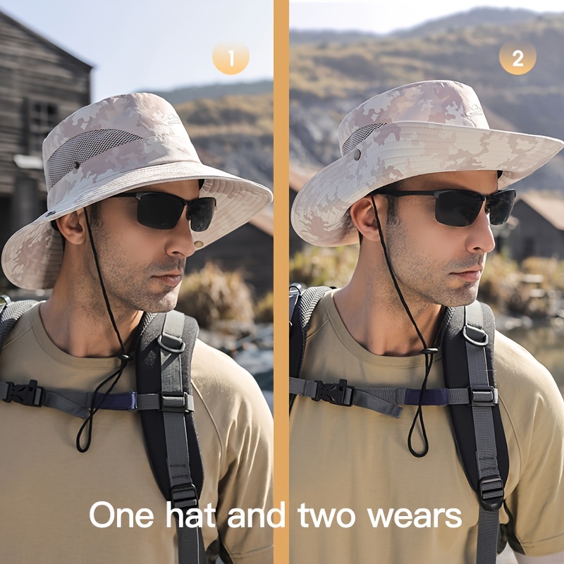 New Summer Men's Sunshade Hat, Large Brim Mountaineering Hat, Mask