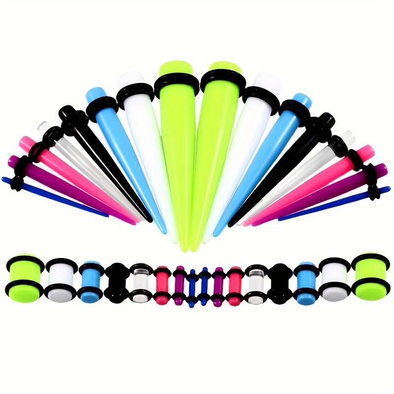 36 Pcs Colorful Acrylic Ear Gauges Taper Stretching Kit