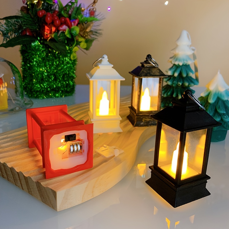 Christmas Flameless Candles Lanterns Decorative: Mini Lantern with Battery  Operated Tea Lights, Christmas Tree Ornaments, Table Centerpieces for