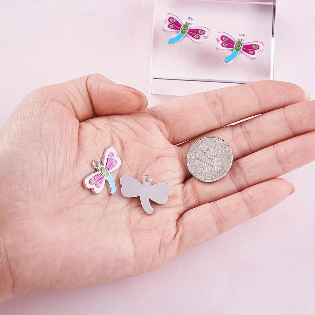 5Pcs Pink Dragonfly Pendants DIY Jewelry Accessories
