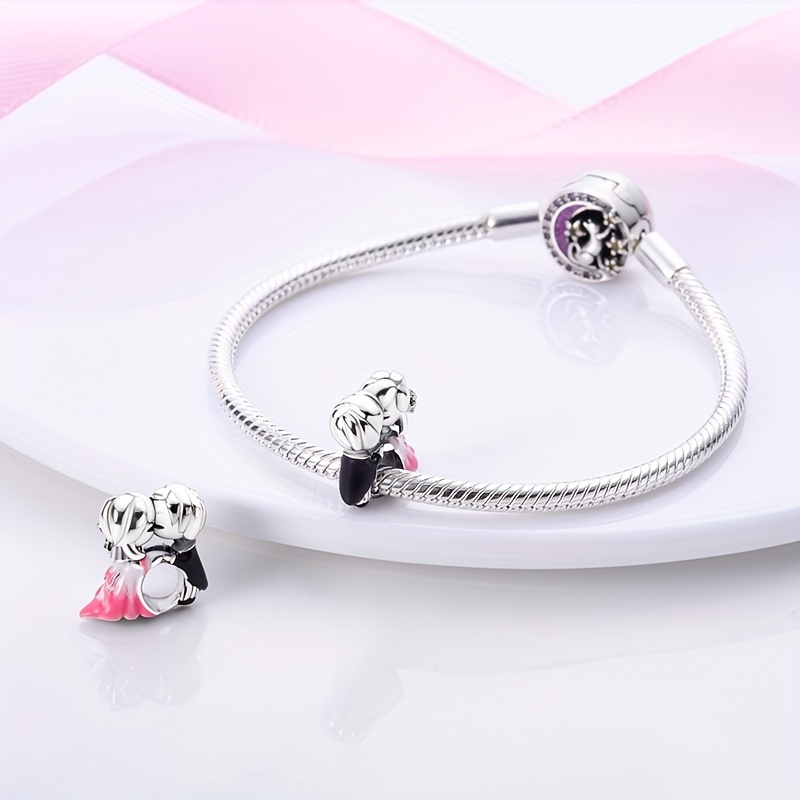 Fille de charme en argent, Coeur de charme, Bijoux Rose, Argent sterling  925, Famille