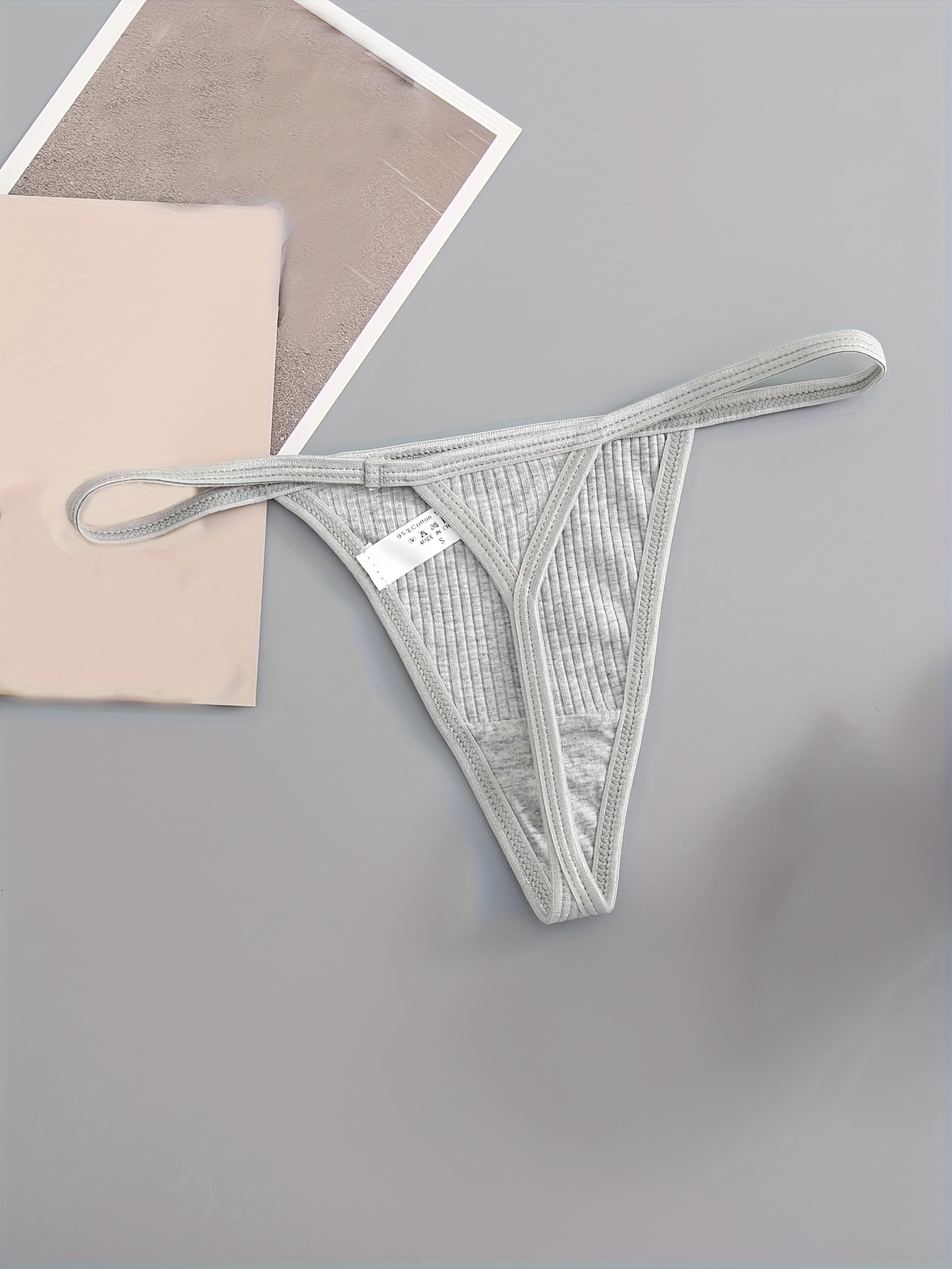 Women's Mixed Color Low Waist Ribbed Thong Panties - Temu Bahrain