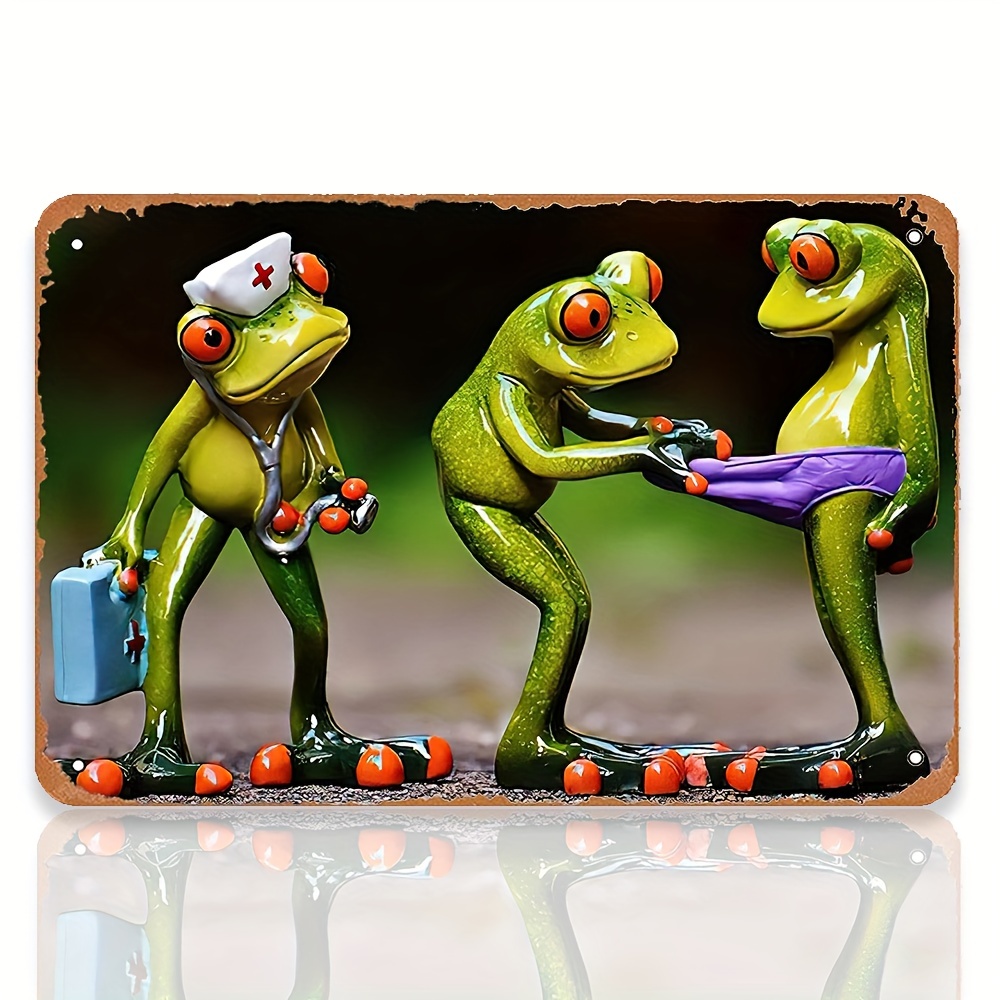 Funny Frog Metal Tin Sign Home Wall Decor, Let Me Have A Look Humour Poster Halloween Home Decoration 12x8 Inch