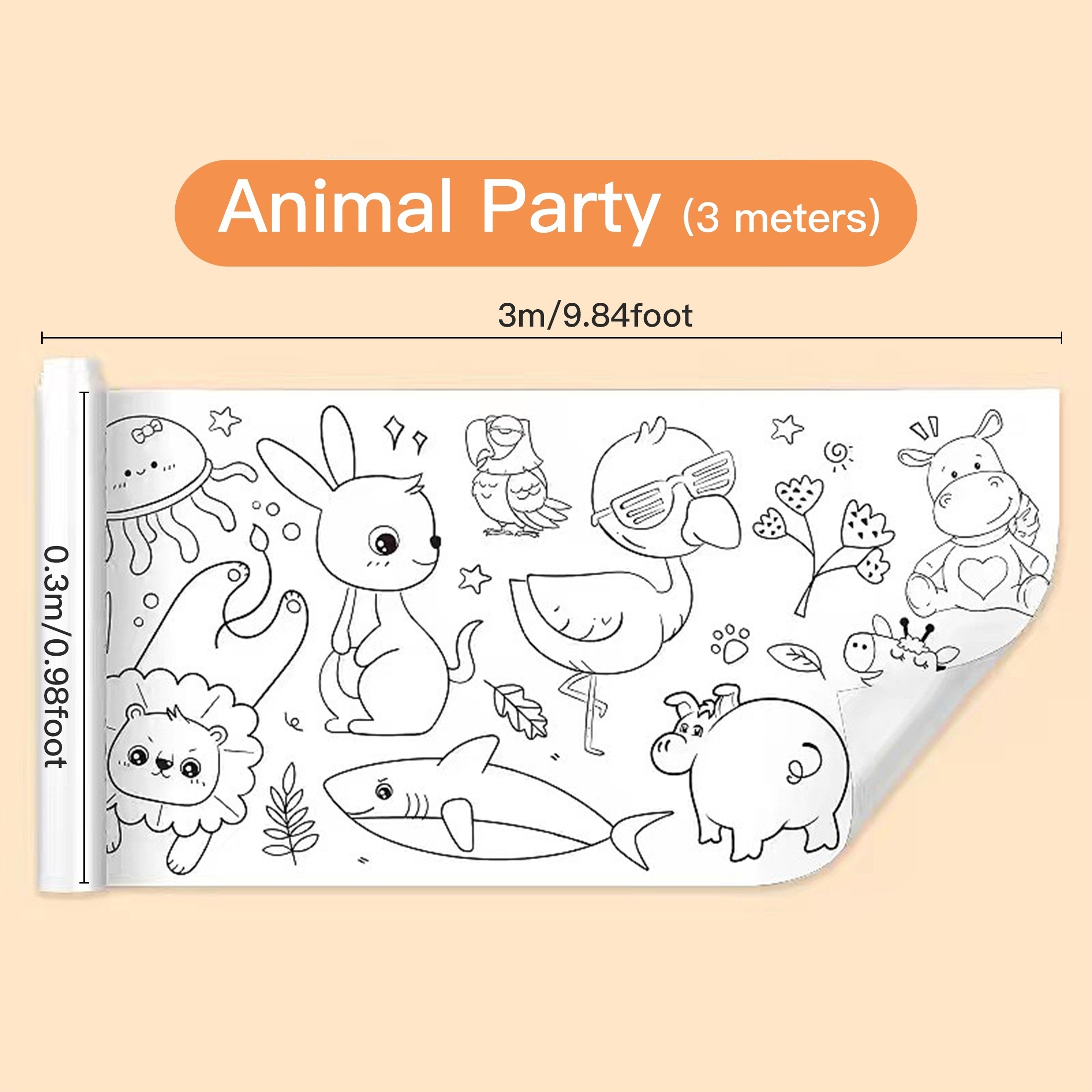 Children's Drawing Roll-Coloring Paper Roll for Kids,Drawing Paper Roll DIY  Painting Drawing Color Filling Paper,118*11.8Inches Gift Kit for Boys