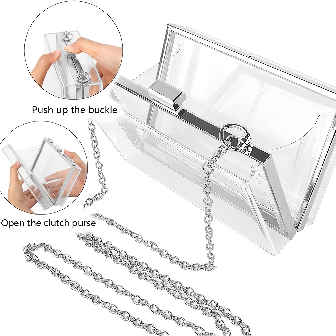 Mini Acrylic Transparent Handbag Square Box Clutch Crossbody Bag With Chain  Strap For Party, Dancing, Wedding