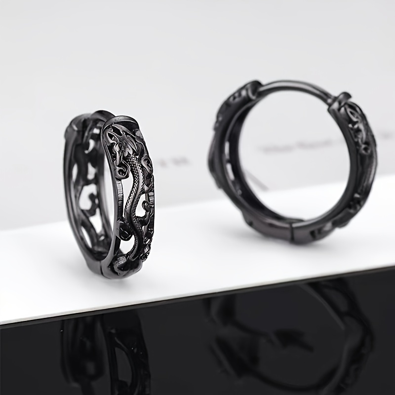 Vintage Hollow Dragon Hoop Cuff Earrings for Men