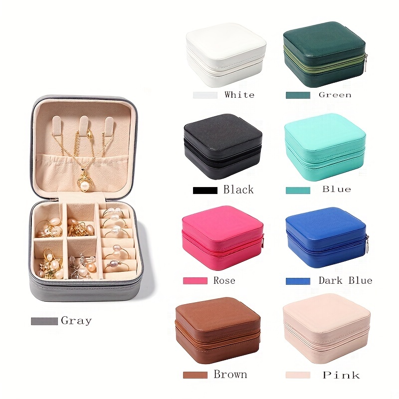 Portable Pu Leather Jewelry Box Jewelry Storage Organizer - Temu