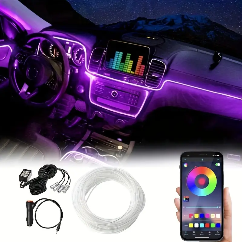 Car Led Strip Lights Wireless App Remote Control Rgb 1 - Temu