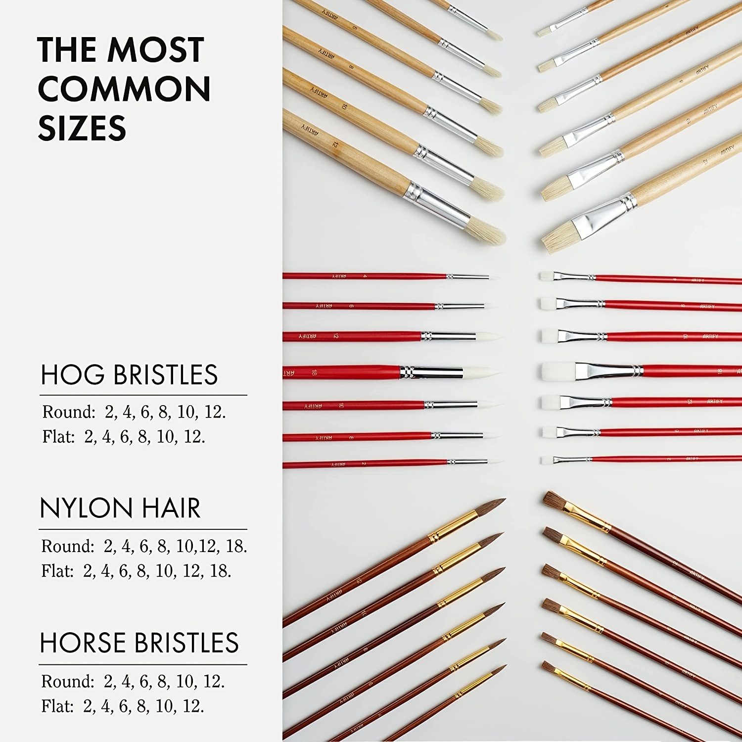 ARTIFY 10 Pcs Natural Horse Hair Paint Brush Set – Artify