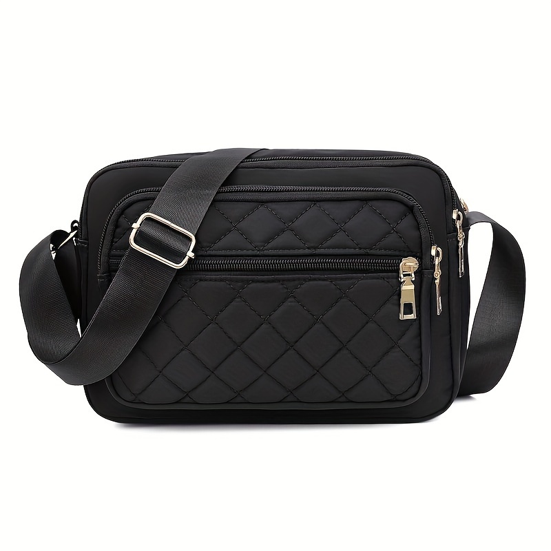 Image of Nylon Rhombus Embroidered Women' Crossbody Bag Fashionable Versatile Small Square Bag Shoulder Bag