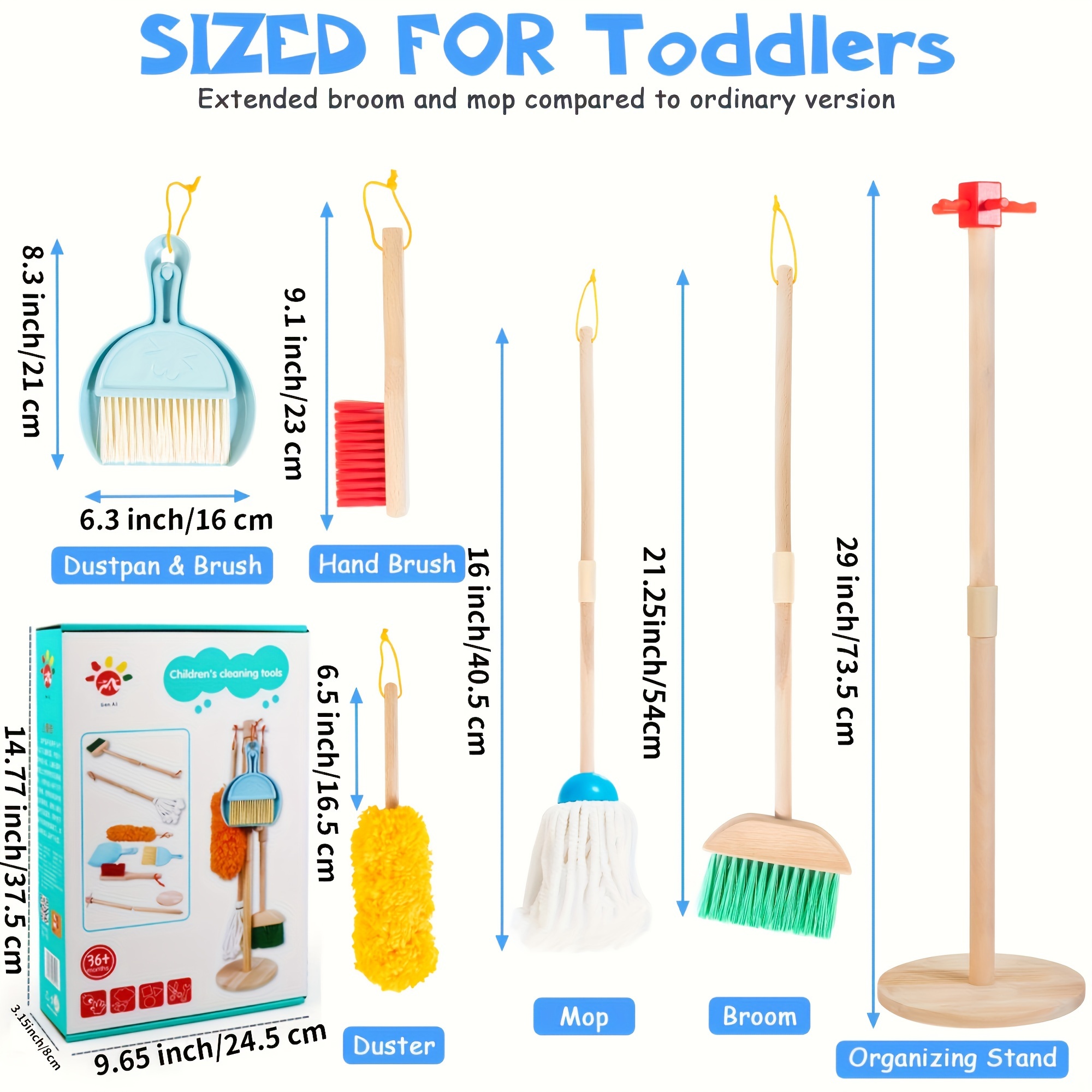 Kids Mop And Broom Cleaning Set For Pretend Play Girls And Boys