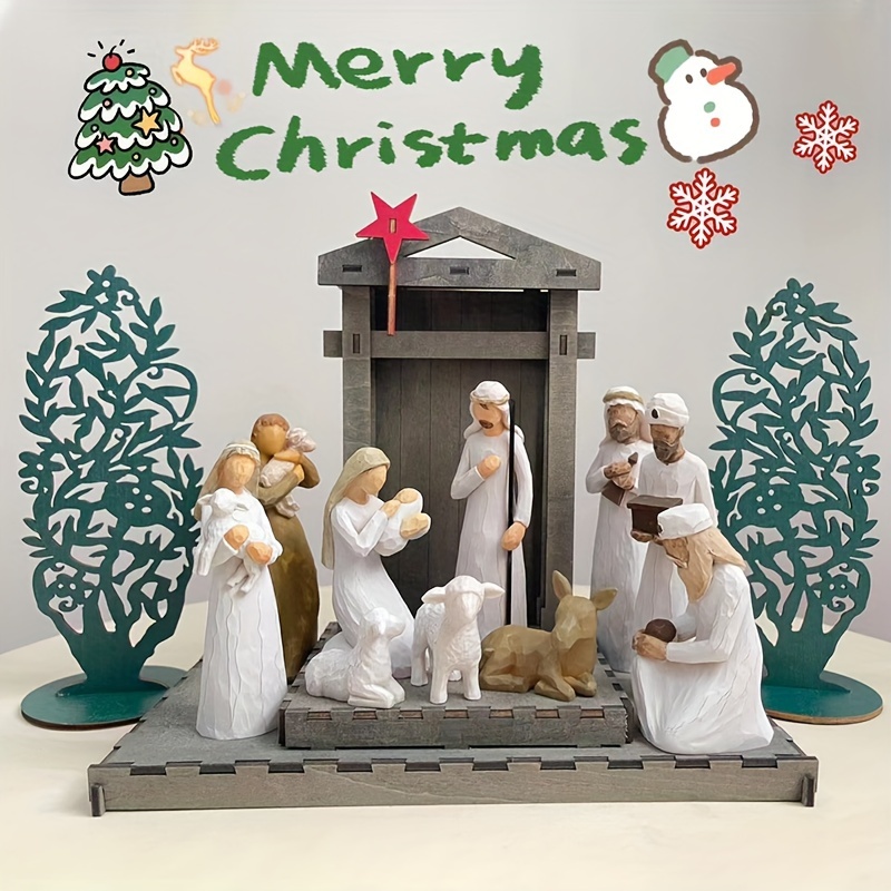 Puzzles de Jésus en bois Puzzle de la Nativité avec bois brûlé Design  Accessoires de décoration intérieure pour enfants