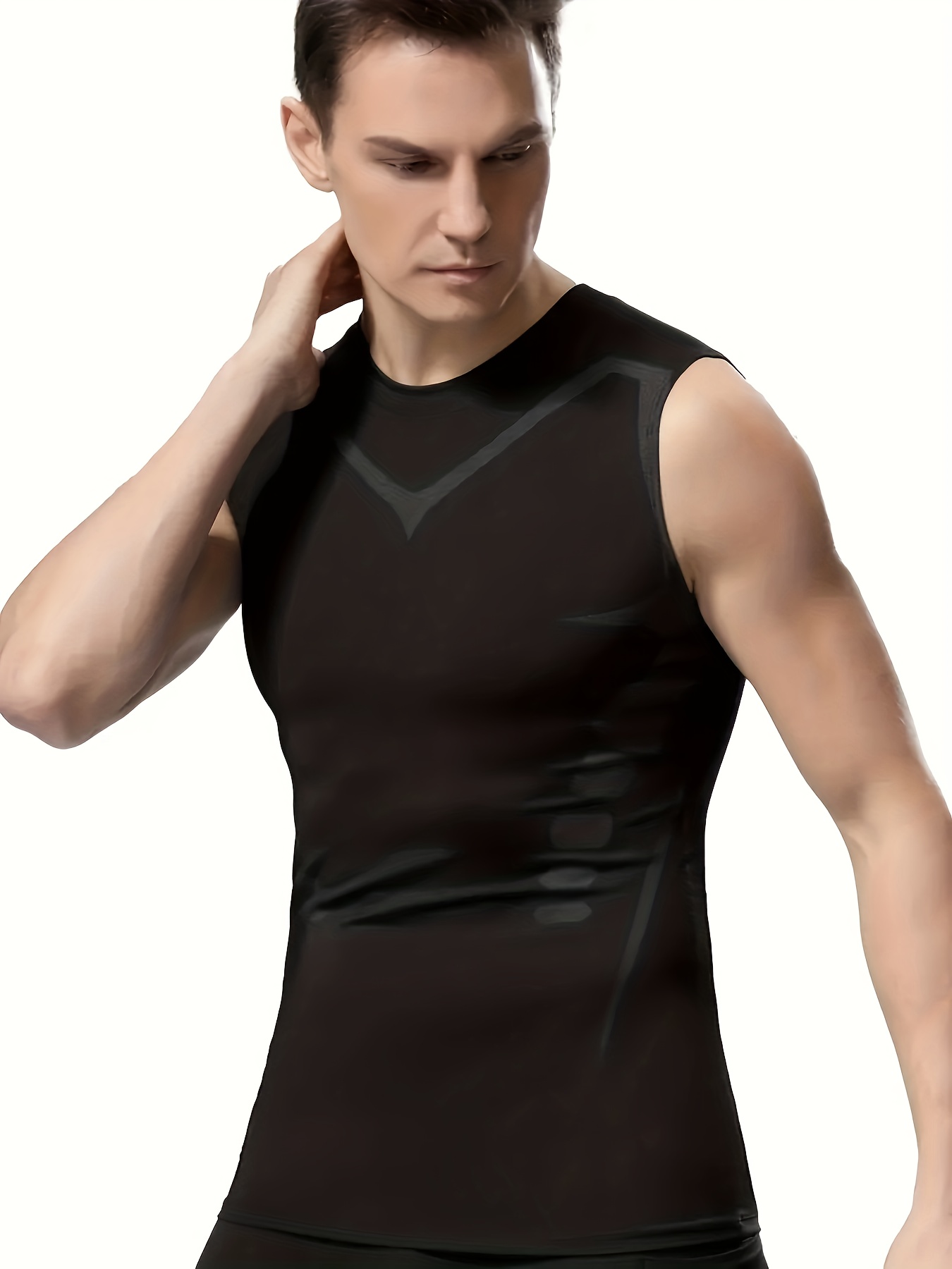 Men's Quick Dry Sleeveless Shirt Athletic Compression - Temu