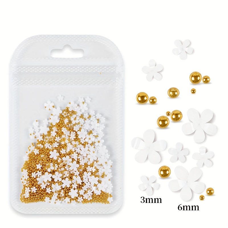 Acrylic Mixed Flower Golden Silvery Bead Resin Flower Epoxy - Temu ...