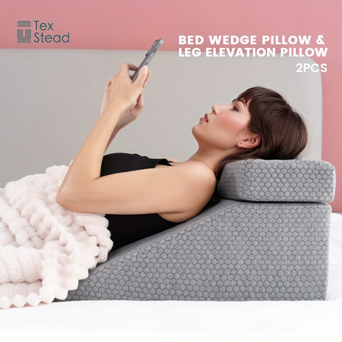 Bed Wedge Pillow & Leg Elevation Pillow Reading Pillow Support for Neck  Back Leg