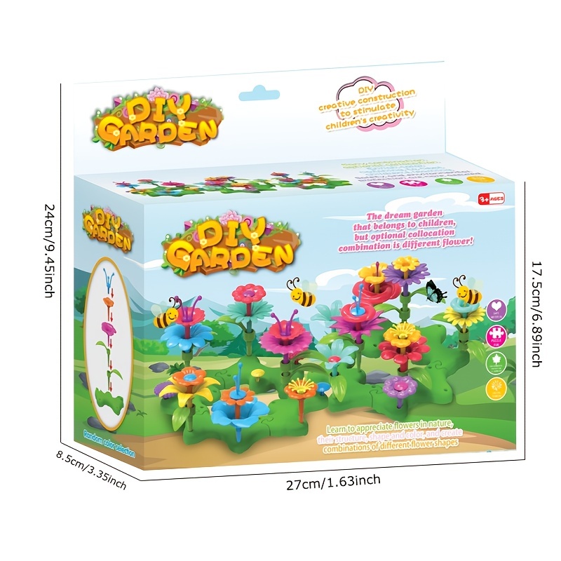  Juguetes de regalo para niños y niñas de 2, 3, 4, 5, 6 años  (156 unidades), diseño de jardín de flores de insectos, apilable, juego  educativo de simulación, juguetes de primer