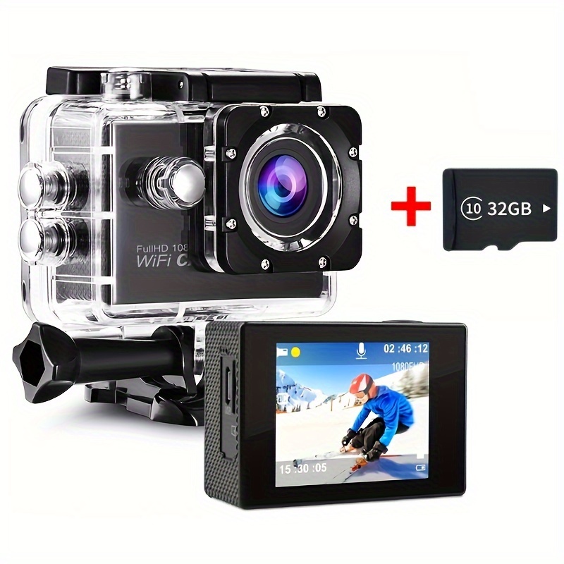 VEMONT Action Camera, 1080P 12MP Sports Camera Full HD 2.0 Inch Action Cam  30m/98ft Underwater Waterproof Camera with Mounting Accessories Kit