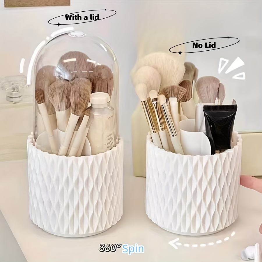 1pc Makeup Brush Holder, 360° Rotating Makeup Brush Organizer, 5 Slot Make  Storage Box For Cosmetics, Nail Polish, Art Supply, Bathroom Vanity Desktop