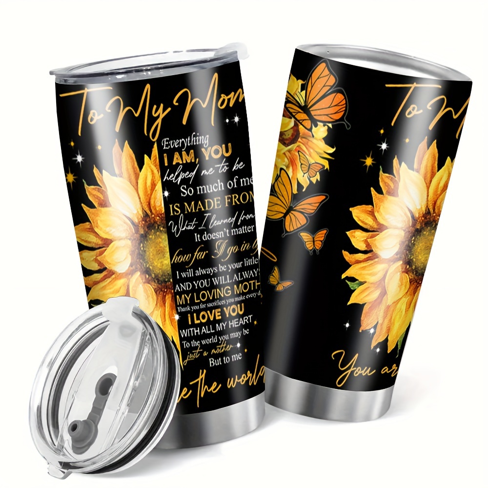 Sunflower Printed Insulated Tumbler Stainless Steel Travel - Temu