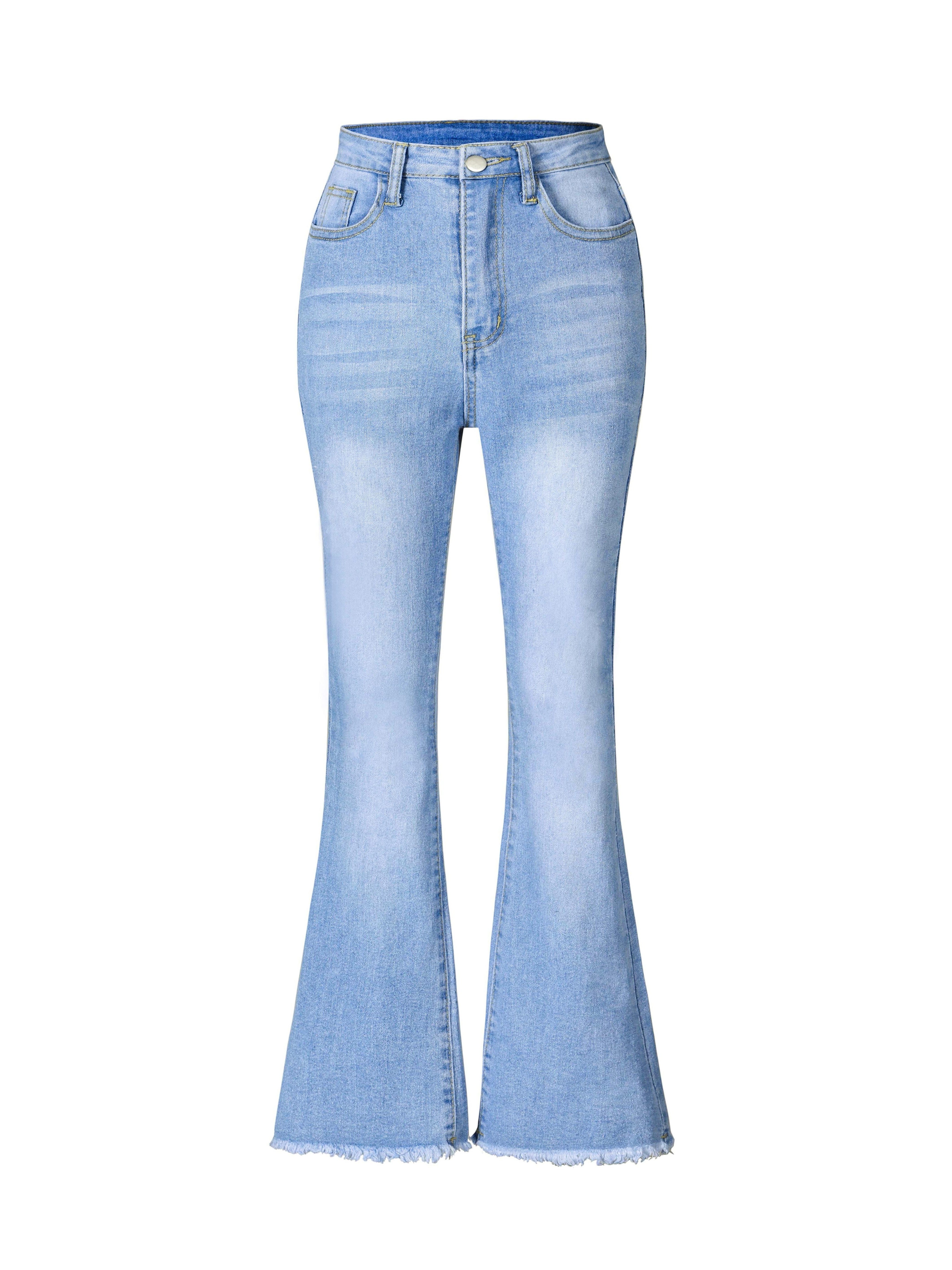 Trendy Girls Slim Bootcut Stretch Light Washed Denim Flared Pants