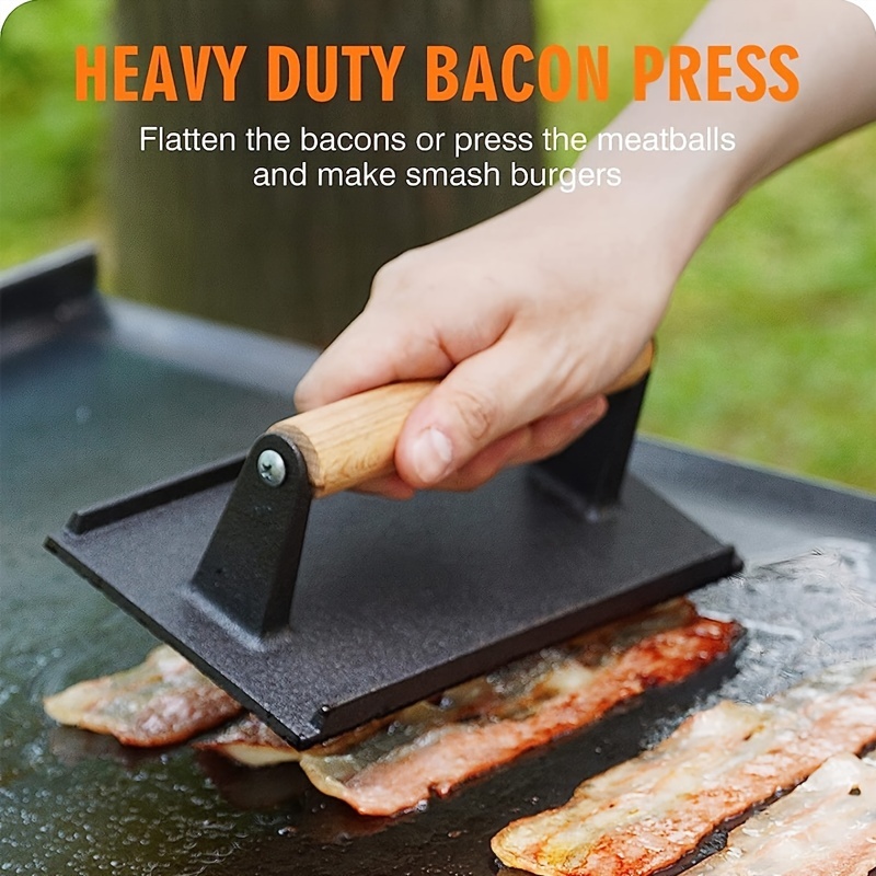 1pc Smash Burger Press, Bacon Press for Griddle, Round Cast Iron
