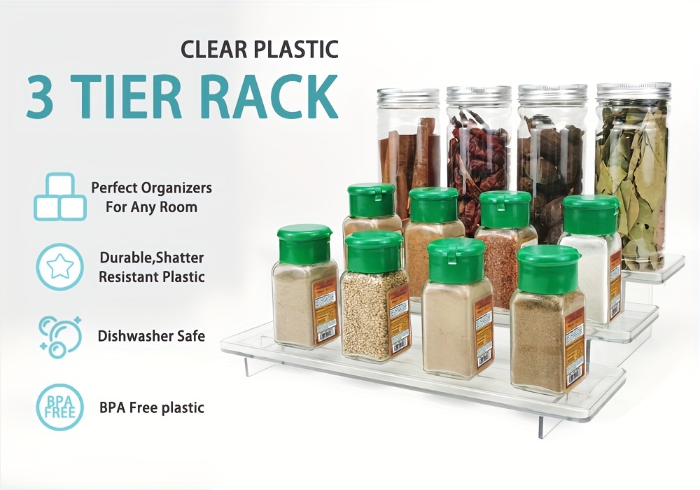 3-Tier Plastic Spice Rack - Clear