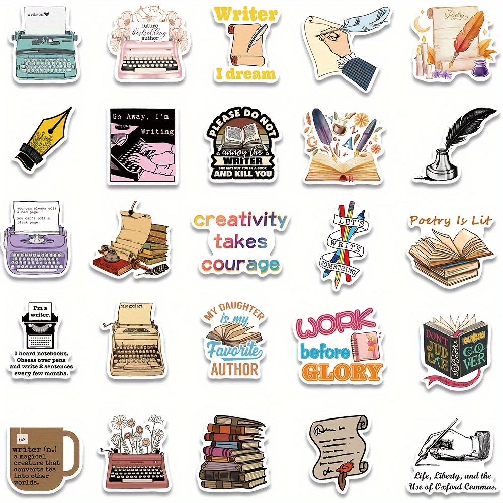 Writer Stickers Writing Stickers Literature Stickers - Temu