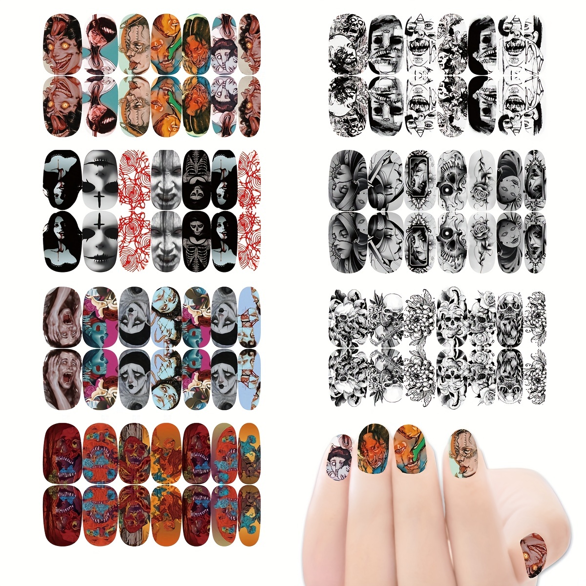 Luminous Halloween Nail Art Stickers 3D Spooky Sliders Glow Dark Pumpkin  Evil Eye Spider Skull Snake Polish Holiday Decoration - AliExpress